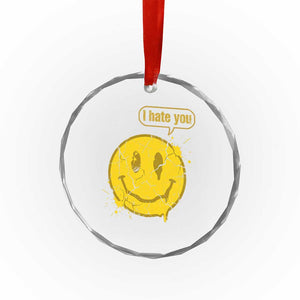 I Hate You Crystal Glass Ornament Vintage Yellow Happy Smile Face TS14 Print Your Wear