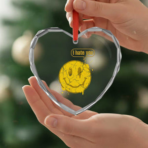 I Hate You Heart Crystal Glass Ornament Vintage Yellow Happy Smile Face TS14 Print Your Wear