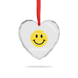 I Hate You Smile Face Meme Heart Crystal Glass Ornament Viral Sarcastic Humor TS14 Print Your Wear