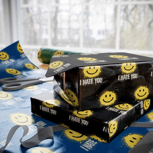 I Hate You Smile Face Wrapping Paper Roll Funny Sarcastic Meme TS14 Black Print Your Wear