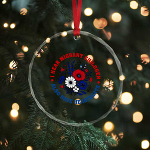 I Hear Migrant Children Also Have Heartbeats Crystal Glass Ornament Patriotic Red White Blue Floral Human Rights