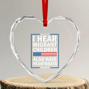 I Hear Migrant Children Also Have Heartbeats Heart Crystal Glass Ornament Patriotic American Flag Human Rights