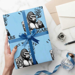 I Like Whiskey and Cigars and Maybe 3 People Wrapping Paper Roll Funny Bigfoot Drinking and Cigarette Anti-Social Humor TS02 Light Blue Print Your Wear