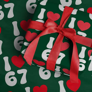 I Love 67 Wrapping Paper Roll 67th Birthday Six Seven Funny Gen Alpha Slang Saying TS10 Green Print Your Wear