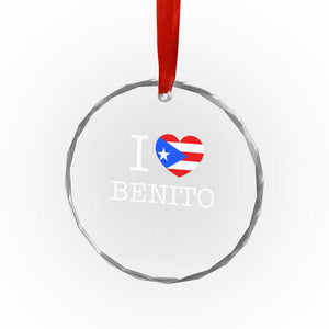 I Love Benito Puerto Rico Flag Heart Crystal Glass Ornament Boricua Music Fan Game Day Everyday TS02 Print Your Wear