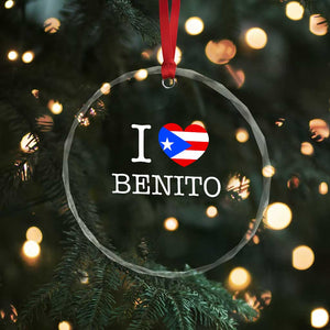 I Love Benito Puerto Rico Flag Heart Crystal Glass Ornament Boricua Music Fan Game Day Everyday TS02 Print Your Wear