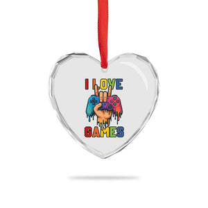 I Love Games Colorful Gamer Controller Gift Heart Crystal Glass Ornament TS12 Print Your Wear