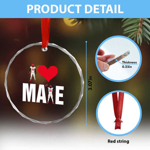 I Love Maye Red Heart Crystal Glass Ornament Football Fan Celebration TS02 Print Your Wear