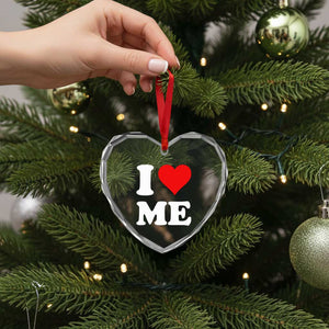 I Love Me Heart Crystal Glass Ornament Funny Self Love Heart Positive Vibes TS10 Print Your Wear