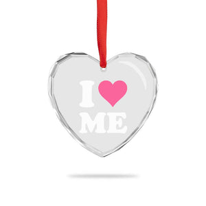 I Love Me Heart Crystal Glass Ornament Funny Self Love Pink Heart Positive Vibes TS10 Print Your Wear