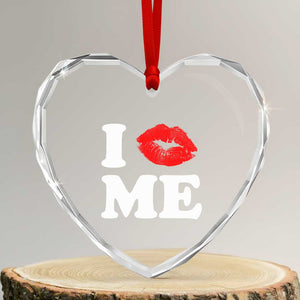 I Love ME Heart Crystal Glass Ornament Sexy Lips Red Lipstick Kiss Self Love TS10 Transparent Glass 3'' Heart Print Your Wear