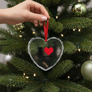 I Love Muhammad Heart Crystal Glass Ornament Musliam Identity Islamic Peace and Pride TS02 Print Your Wear