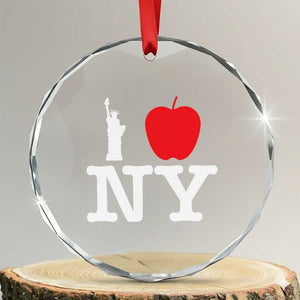 I Love NY Crystal Glass Ornament New York Lover Travel Gift TS10 Transparent Glass 3'' Circle Print Your Wear