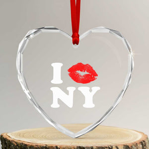 I Love NY Heart Crystal Glass Ornament Sexy Lips Red Lipstick Kiss New York Lover Travel Gift TS10 Transparent Glass 3'' Heart Print Your Wear