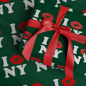 I Love NY Wrapping Paper Roll Sexy Lips Red Lipstick Kiss New York Lover Travel Gift TS10 Green Print Your Wear