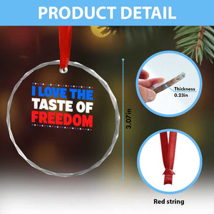 I Love The Taste Of Freedom Funny 4th of July Couple Matching Crystal Glass Ornament