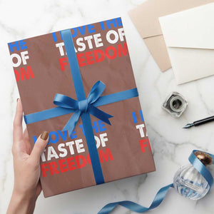 I Love The Taste Of Freedom Matching Couple Wrapping Paper Roll Funny Patriotic Red White and Blue 4th of July