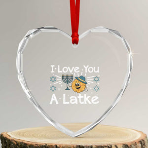 I Love You A Latke Heart Crystal Glass Ornament Funny Hanukkah Gift For Latke Lover TS12 Transparent Glass 3'' Heart Print Your Wear
