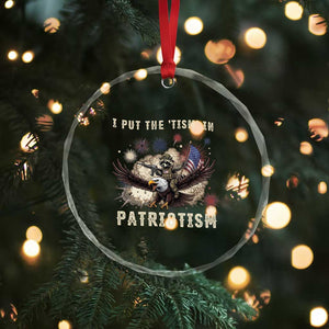 I Put The Tism in Patriotism Crystal Glass Ornament Retro Eagle Raccoon USA Flag TS14 Print Your Wear