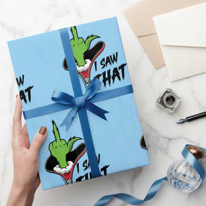 I Saw That Wrapping Paper Roll Funny Elf Hand Christmas TS14 Light Blue Print Your Wear