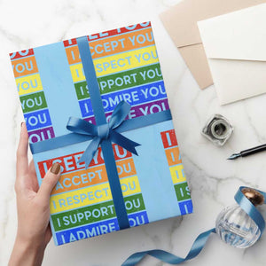 I See Accept Respect Support Admire Love You Wrapping Paper Roll LGBT Ally Pride Graphic