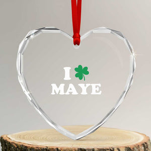 I Shamrock Maye Heart Crystal Glass Ornament St. Patrick’s Day Sports Fan Irish Twist TS02 Transparent Glass 3'' Heart Print Your Wear