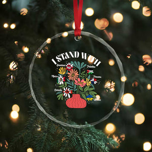 I Stand With Canada Greenland Mexico Panama Gaza Ukraine Crystal Glass Ornament Retro Floral TS11 Print Your Wear