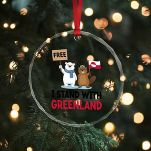I Stand With Greenland Crystal Glass Ornament Anti Authoritarian Political Gag Gift TS12 Print Your Wear