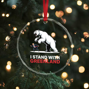 I Stand With Greenland Crystal Glass Ornament Anti Fascist Political Parody Gift TS12 Print Your Wear