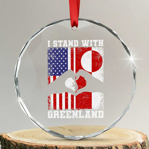 I Stand With Greenland Crystal Glass Ornament Greenlander US Flag Greenland American Usa America TS10 Transparent Glass 3'' Circle Print Your Wear