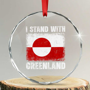 I Stand With Greenland Crystal Glass Ornament Grunge Flag TS10 Transparent Glass 3'' Circle Print Your Wear