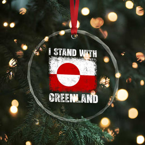 I Stand With Greenland Crystal Glass Ornament Grunge Flag TS10 Print Your Wear