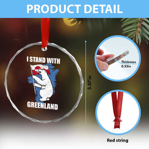 I Stand With Greenland Crystal Glass Ornament Polar Bear Greenland Protest TS11 Print Your Wear