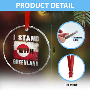 I Stand With Greenland Crystal Glass Ornament Support Greenlanders Vintage Greenland Flag TS11 Print Your Wear