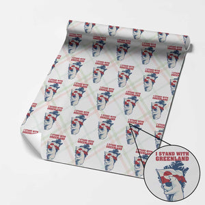 I Stand With Greenland Patriotic Wrapping Paper Roll Polar Bear Holding Flag Over Map TS02 Christmas Plaid Print Your Wear