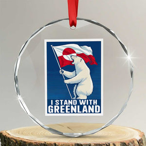 I Stand With Greenland Polar Bear Resist Crystal Glass Ornament Vintage Patriotic Propaganda Sovereignty Protest TS02 Transparent Glass 3'' Circle Print Your Wear