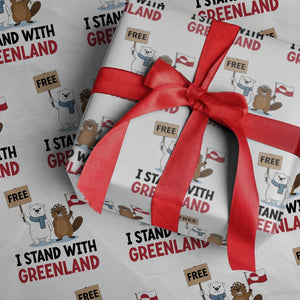 I Stand With Greenland Wrapping Paper Roll Anti Authoritarian Political Gag Gift TS12 White Print Your Wear