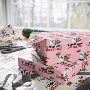 I Stand With Greenland Wrapping Paper Roll Anti Authoritarian Political Gag Gift TS12 Light Pink Print Your Wear