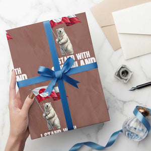 I Stand With Greenland Wrapping Paper Roll Cute Polar Bear Holding Flag Political Support TS02 Mocha Print Your Wear