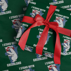 I Stand With Greenland Wrapping Paper Roll Polar Bear Greenland Protest TS11 Green Print Your Wear