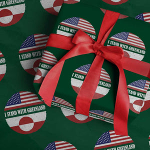 I Stand With Greenland Wrapping Paper Roll Political Protest Greenlander American Flag TS10 Green Print Your Wear