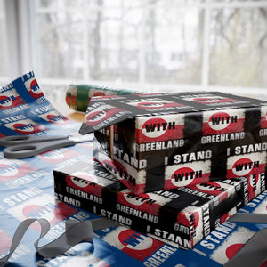 I Stand With Greenland Wrapping Paper Roll Support Greenlanders Vintage Greenland Flag TS11 Black Print Your Wear