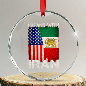 I Stand With Iran Crystal Glass Ornament Persian American Flag USA Persia Lion And Sun Iran TS10 Transparent Glass 3'' Circle Print Your Wear
