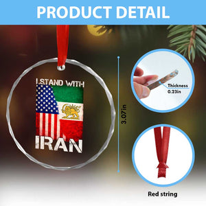 I Stand With Iran Crystal Glass Ornament Persian American Flag USA Persia Lion And Sun Iran TS10 Print Your Wear