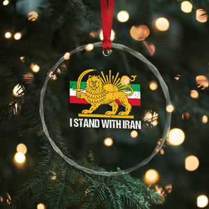 I Stand With Iran Crystal Glass Ornament Shir o Khorshid Lion And Sun Iran Persia TS10 Print Your Wear