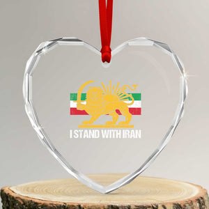 I Stand With Iran Heart Crystal Glass Ornament Shir o Khorshid Lion And Sun Iran Persia TS10 Transparent Glass 3'' Heart Print Your Wear