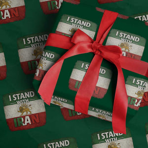 I Stand With Iran Wrapping Paper Roll Free Iran Support Persian Lion Flag TS11 Green Print Your Wear