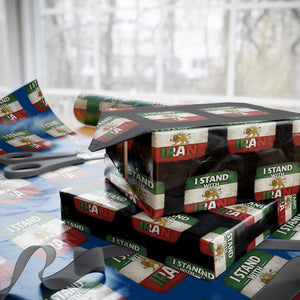 I Stand With Iran Wrapping Paper Roll Free Iran Support Persian Lion Flag TS11 Black Print Your Wear