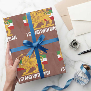 I Stand With Iran Wrapping Paper Roll Shir o Khorshid Lion And Sun Iran Persia TS10 Mocha Print Your Wear