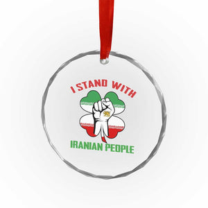 I Stand With Iranian People Freedom Supporters Crystal Glass Ornament Raised Fist Persian Flag Iran Revolution TS02 Print Your Wear